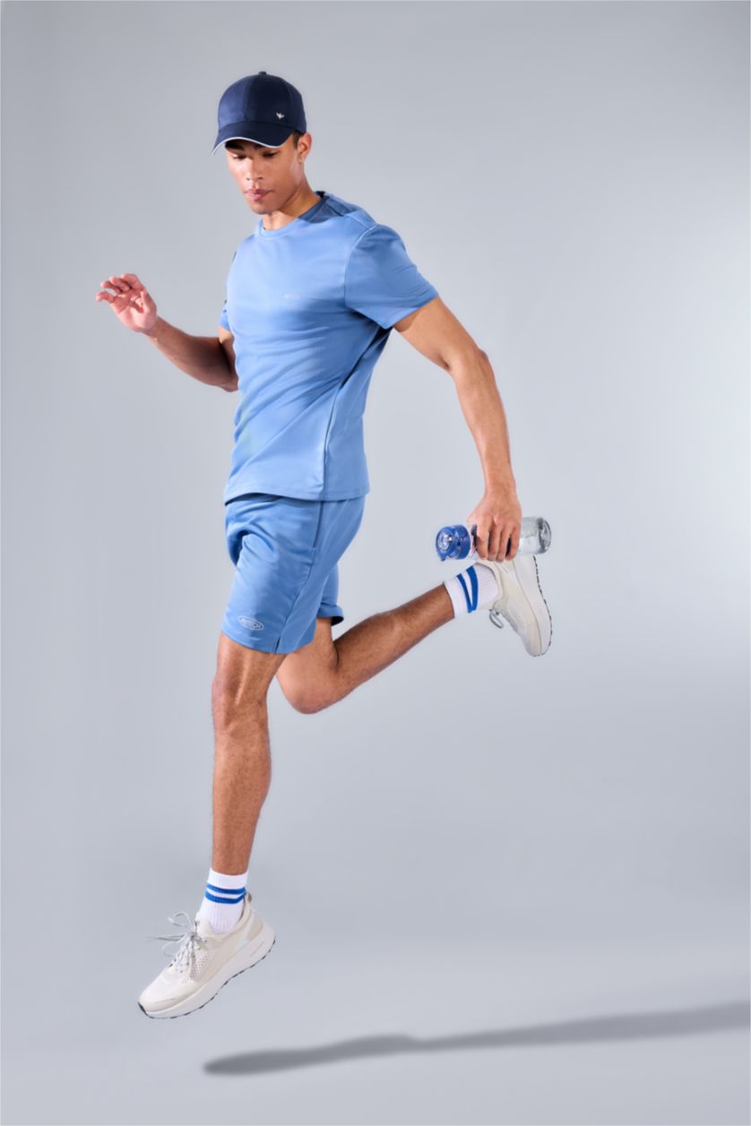 MAN Dark Blue Slim Fit Sports Shorts