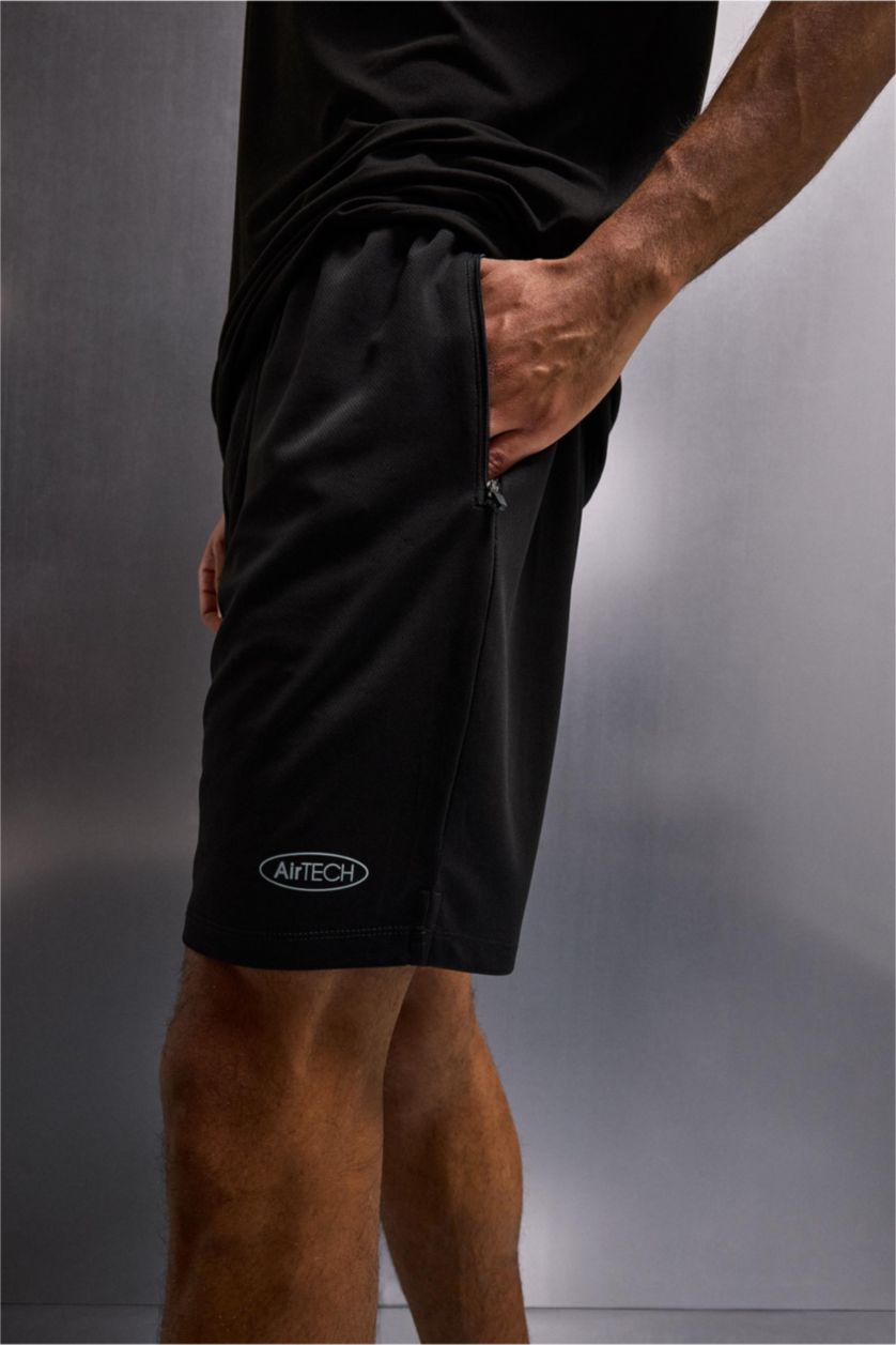 Man Black Slim Fit Sports Shorts