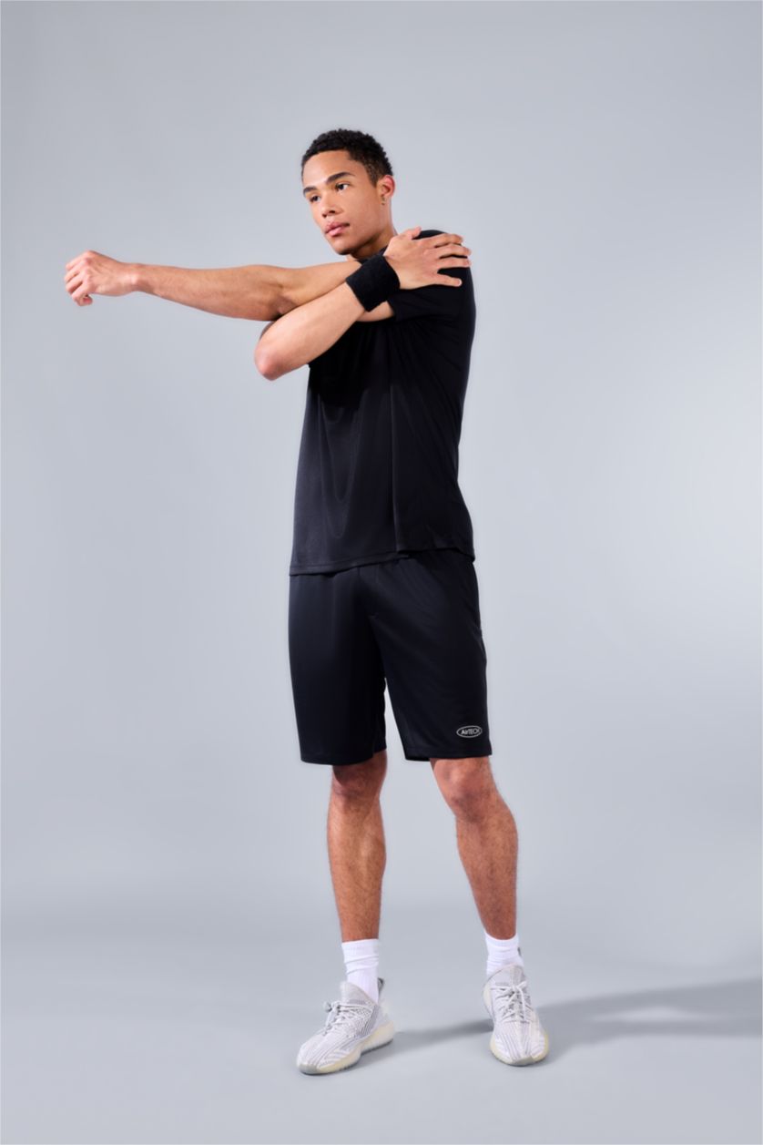 Мужчины Черный Спортивные шорты Slim Fit