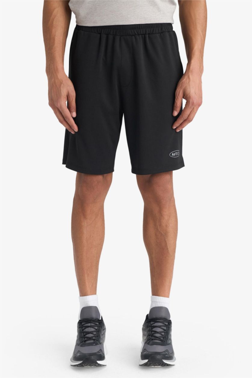 Man Black Slim Fit Sports Shorts