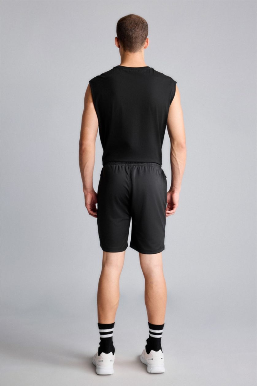 MAN Black Slim Fit Sports Shorts