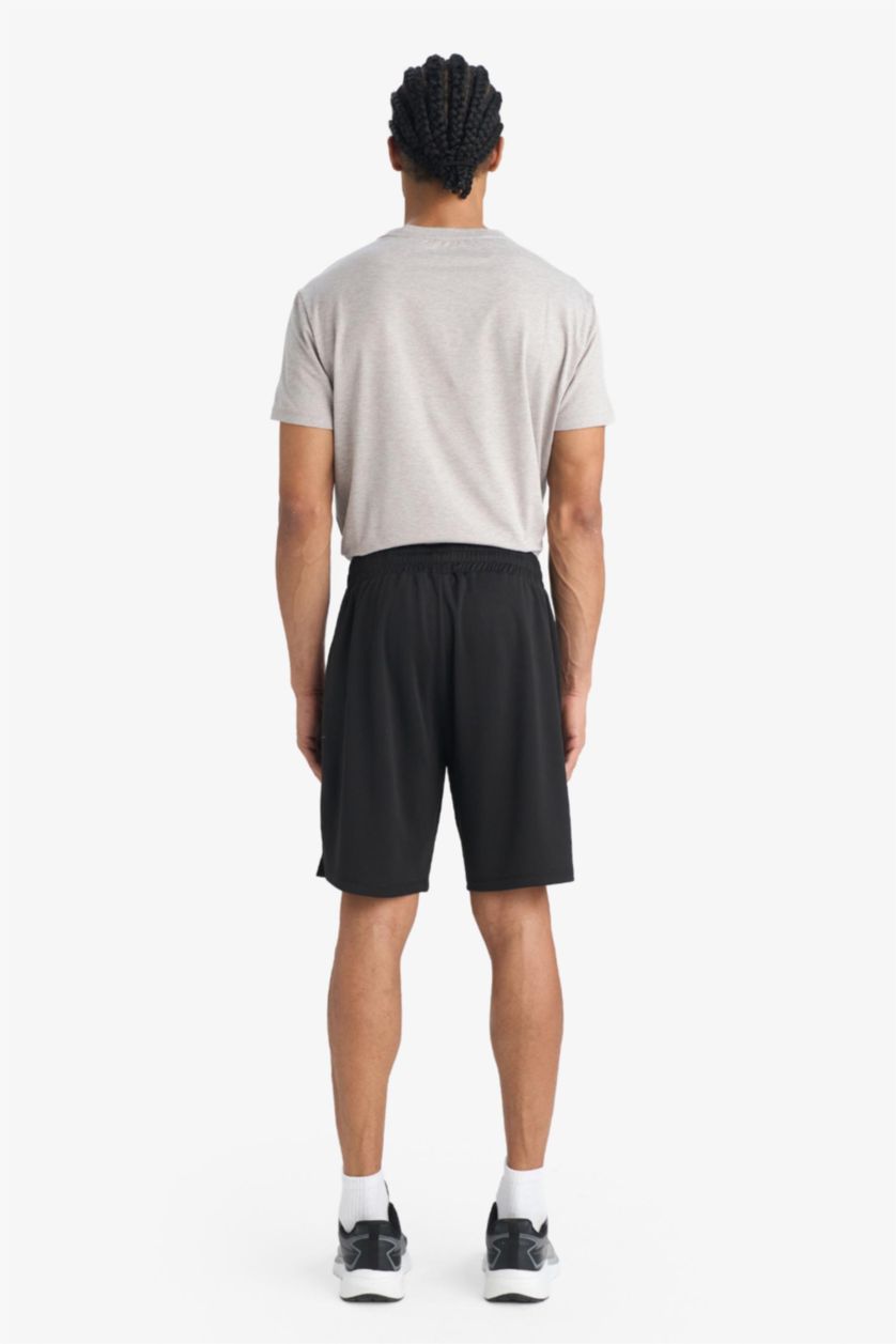 Man Black Slim Fit Sports Shorts