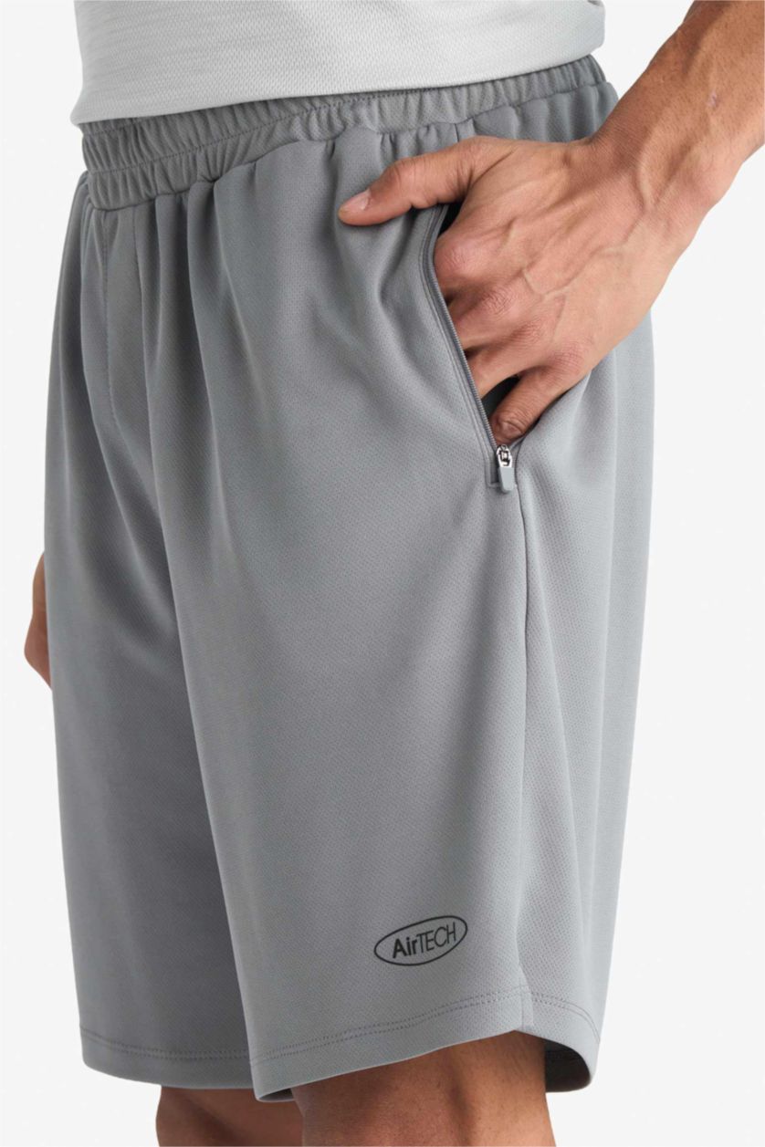 Man Grey Slim Fit Sports Shorts