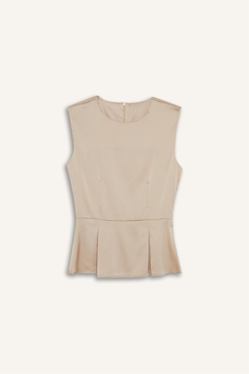 Женщины Бежевый Атласная блузка без рукавов