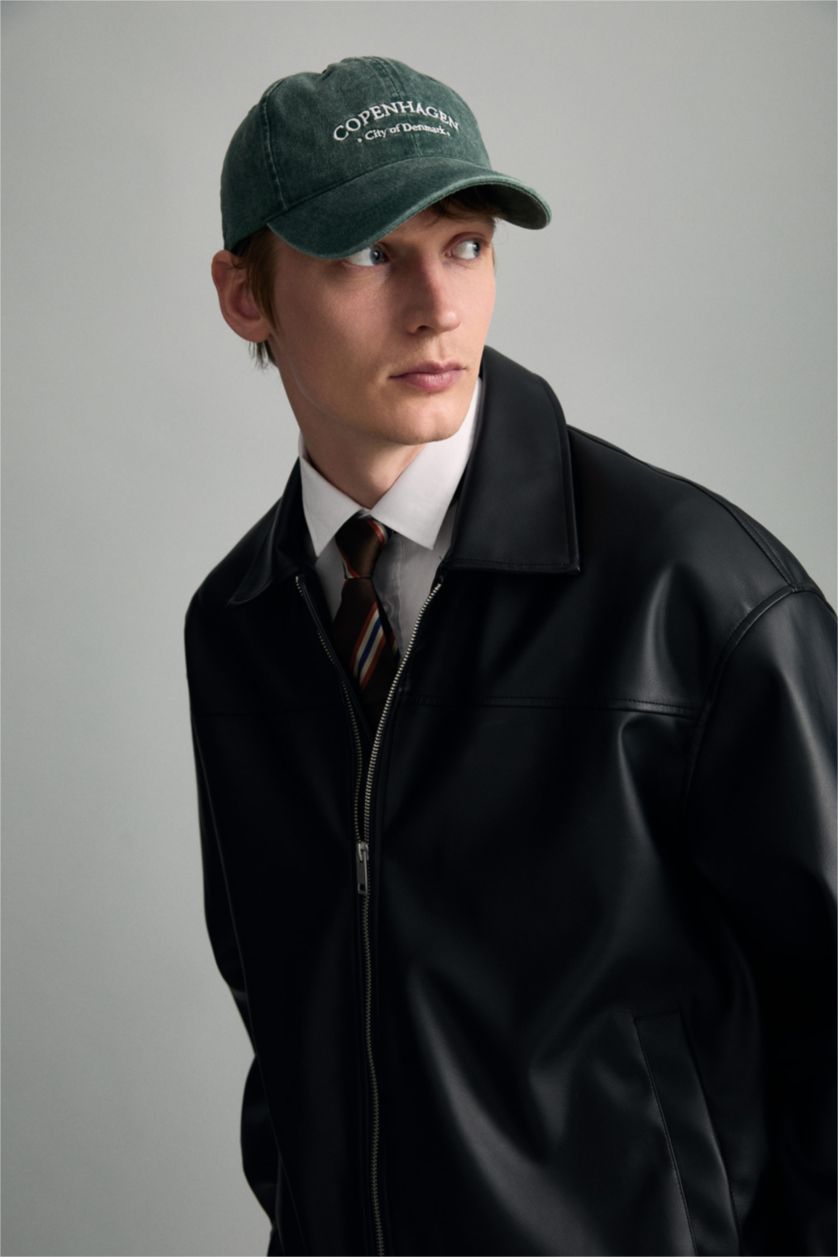 MAN Black Oversize Fit Faux Leather Jacket