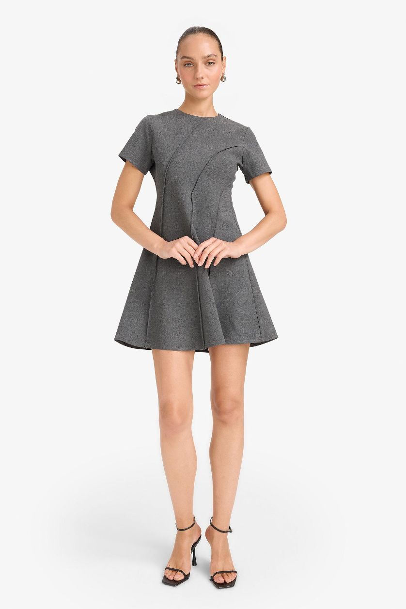 WOMAN Grey Crew Neck Mini Dress