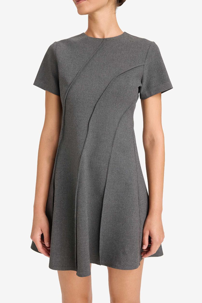 WOMAN Grey Crew Neck Mini Dress