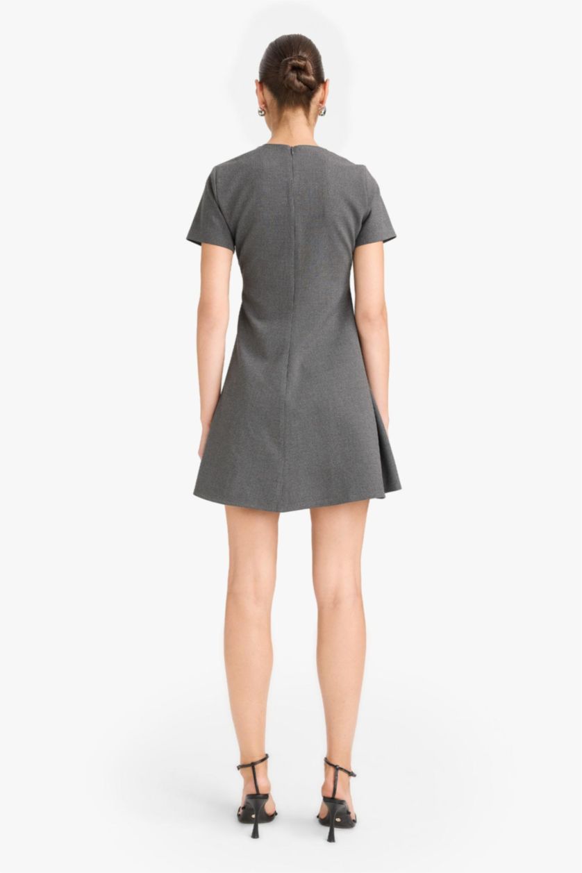 WOMAN Grey Crew Neck Mini Dress