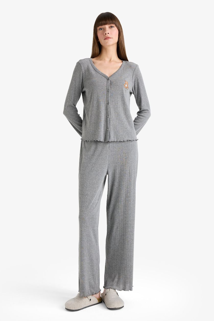 WOMAN Anthracite Fall in Love Regular Fit Top Bottoms 2 Piece Pajama Set