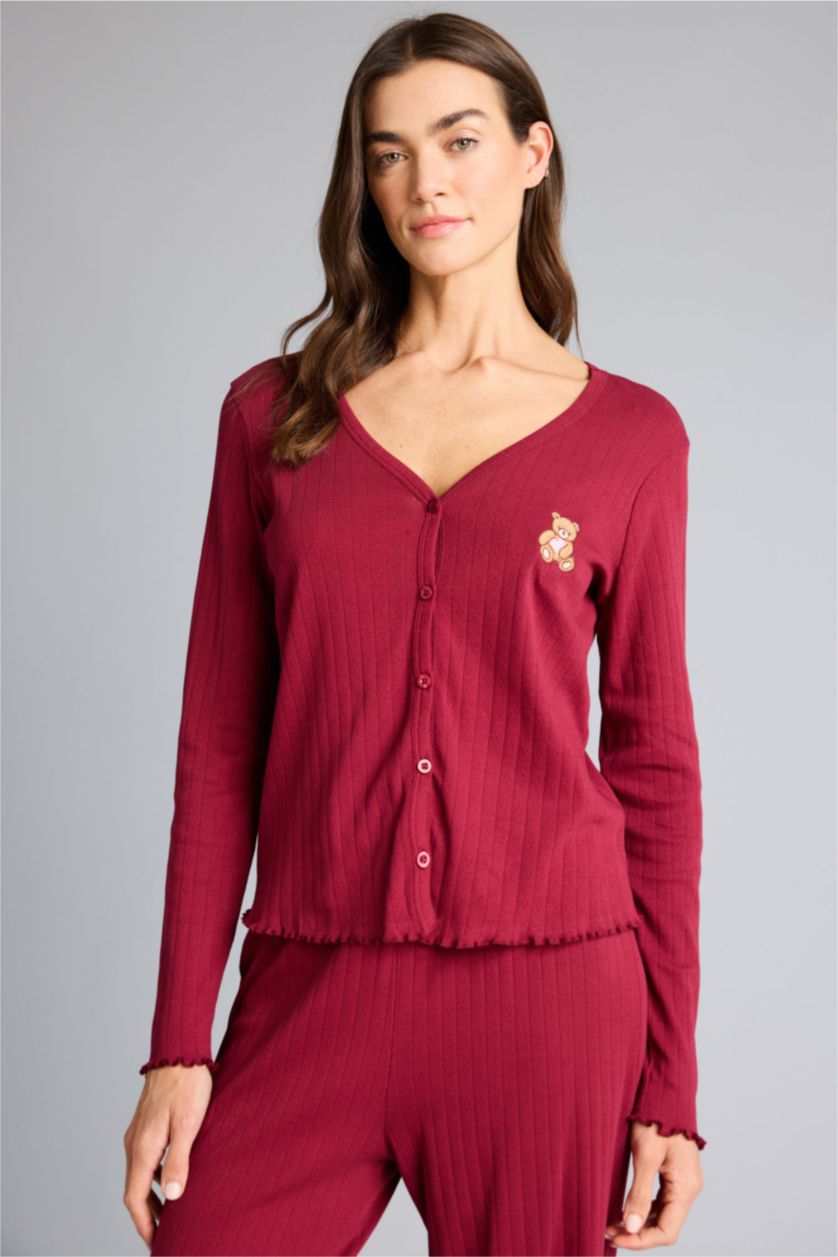 نساء خمري طقم بيجاما قصة عادية - قطعتين