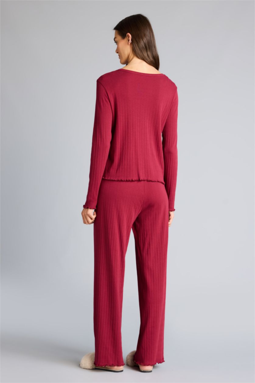 نساء خمري طقم بيجاما قصة عادية - قطعتين