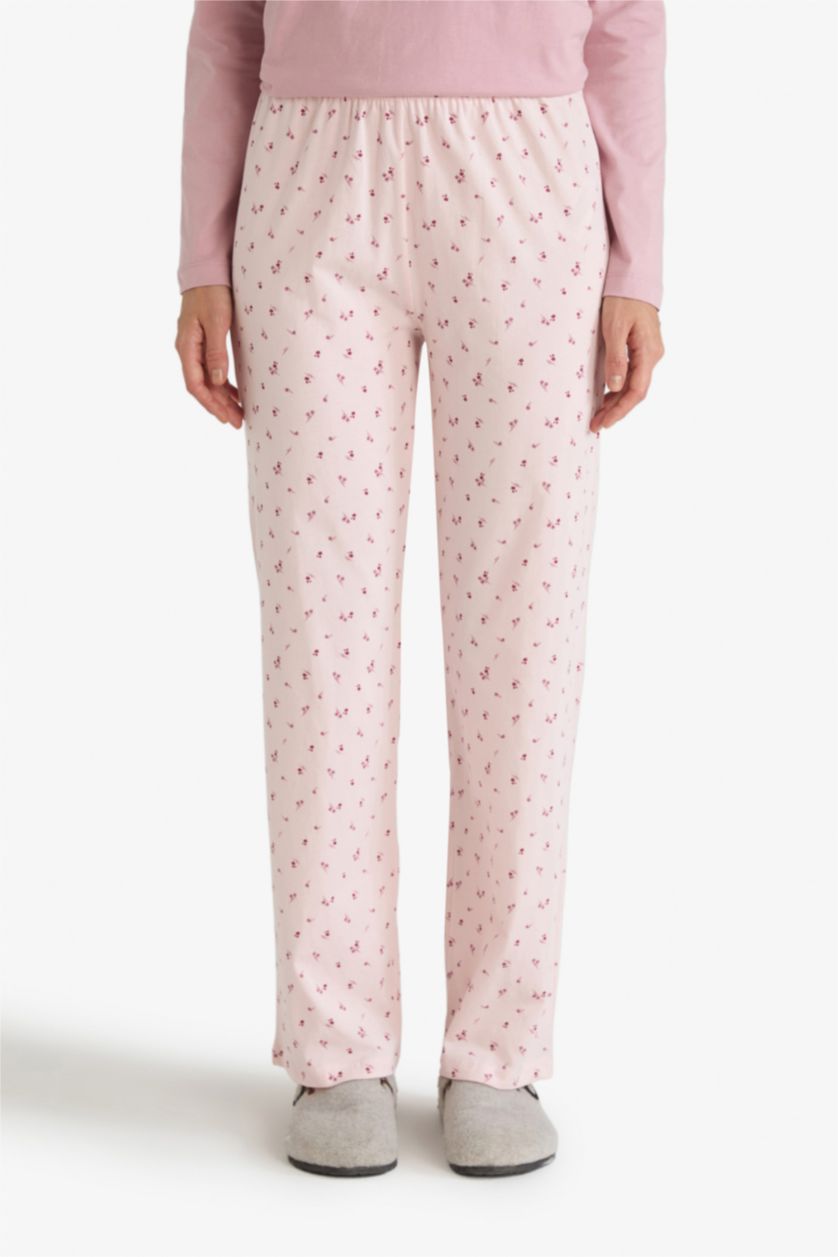 Woman Light Pink Fall in Love Regular Fit Top Bottom 2 Piece Pajama Set