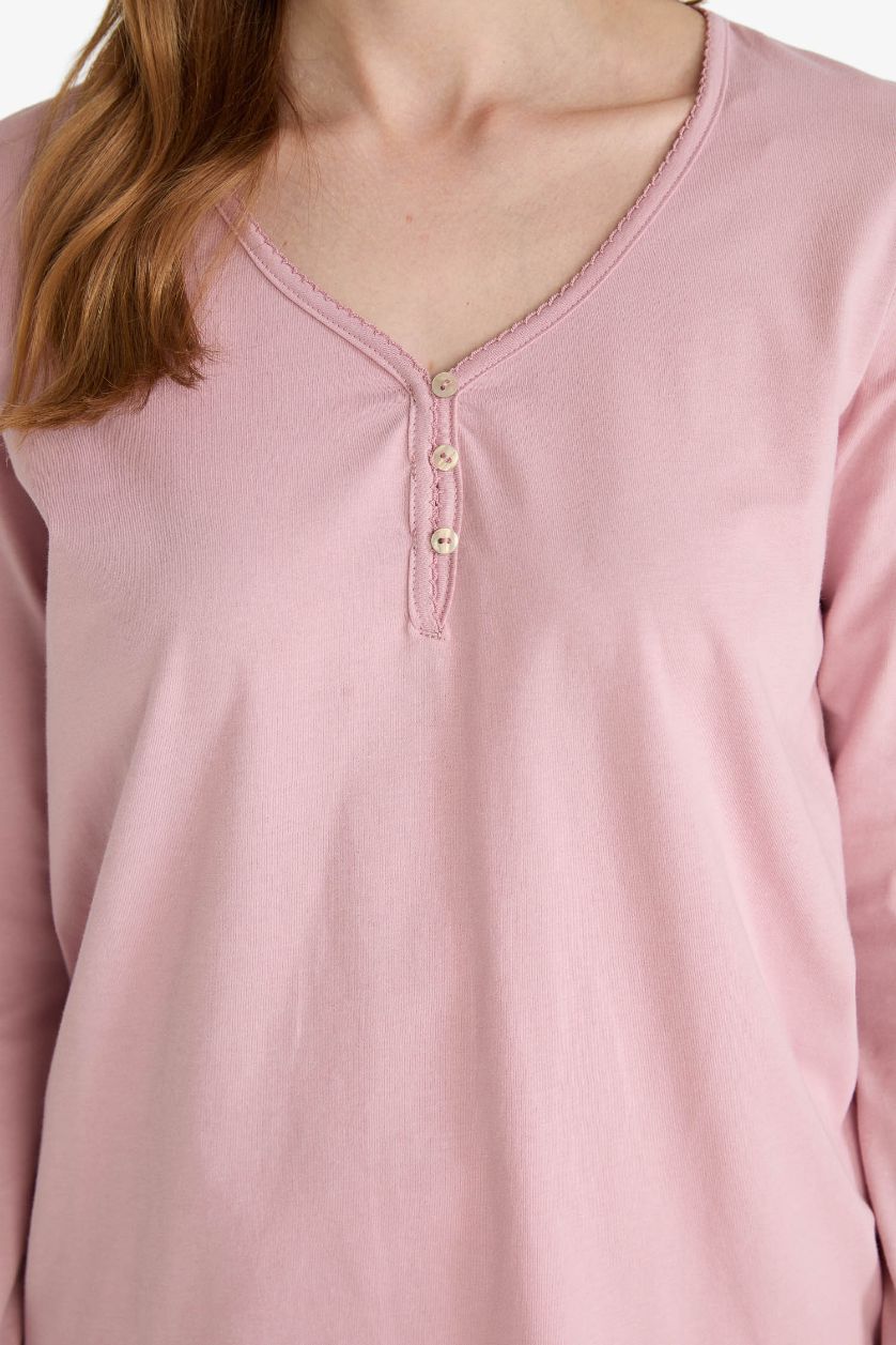 Woman Light Pink Fall in Love Regular Fit Top Bottom 2 Piece Pajama Set