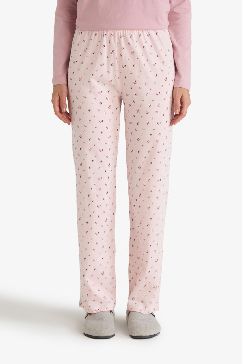 Woman Light Pink Fall in Love Regular Fit Top Bottom 2 Piece Pajama Set