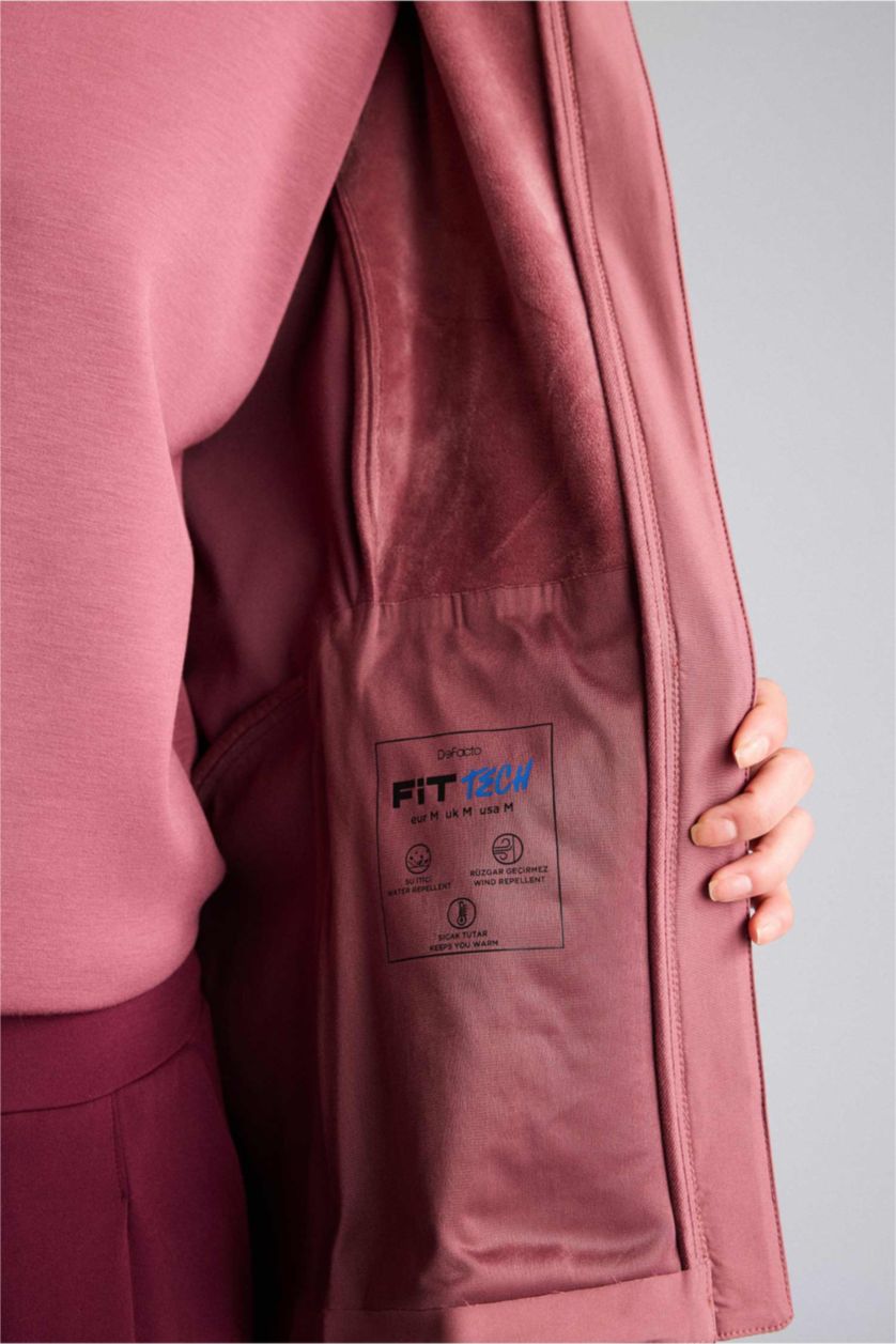 WOMAN Light Bordeaux Waterproof Slim Fit Hooded Zippered Softshell Jacket