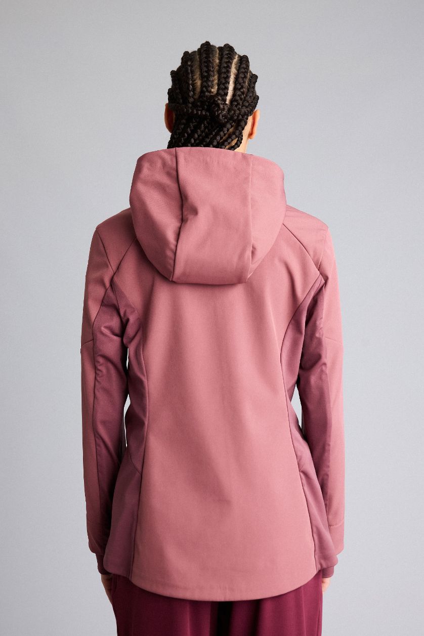 WOMAN Light Bordeaux Waterproof Slim Fit Hooded Zippered Softshell Jacket