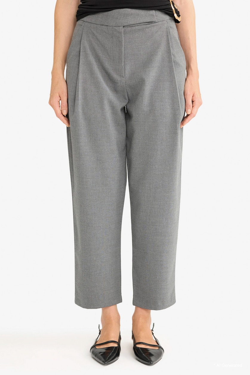 Kadın Gri Barrel Fit Pantolon