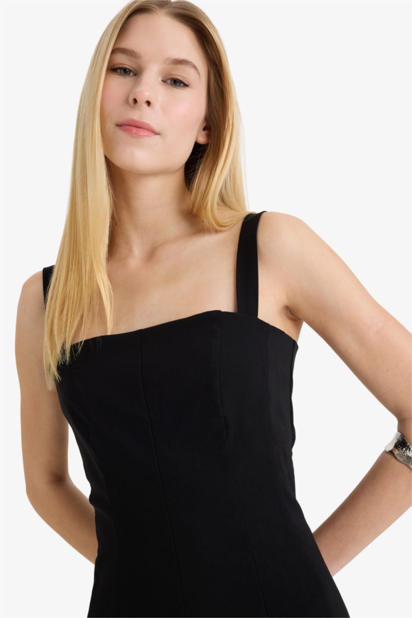 WOMAN Black Strappy Mini Dress