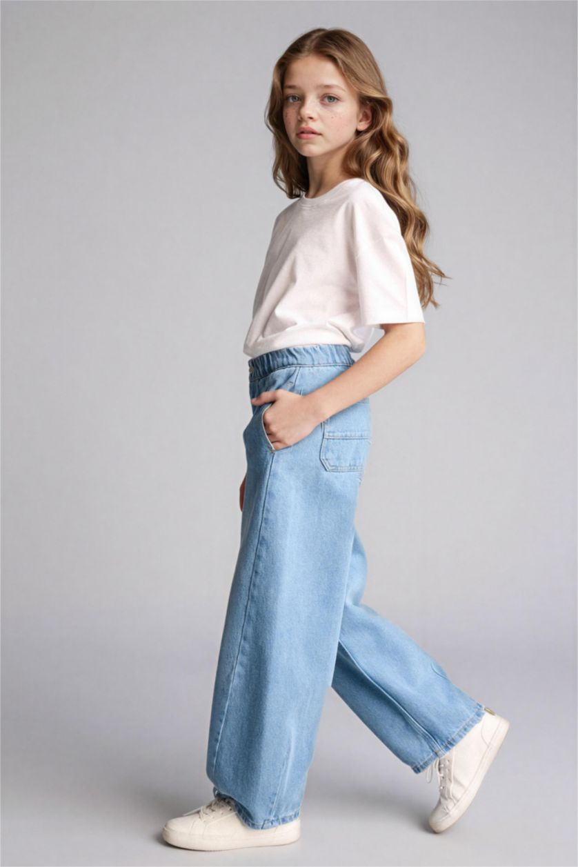 بنات أزرق بنطرون جينز بناتي بالون فيت