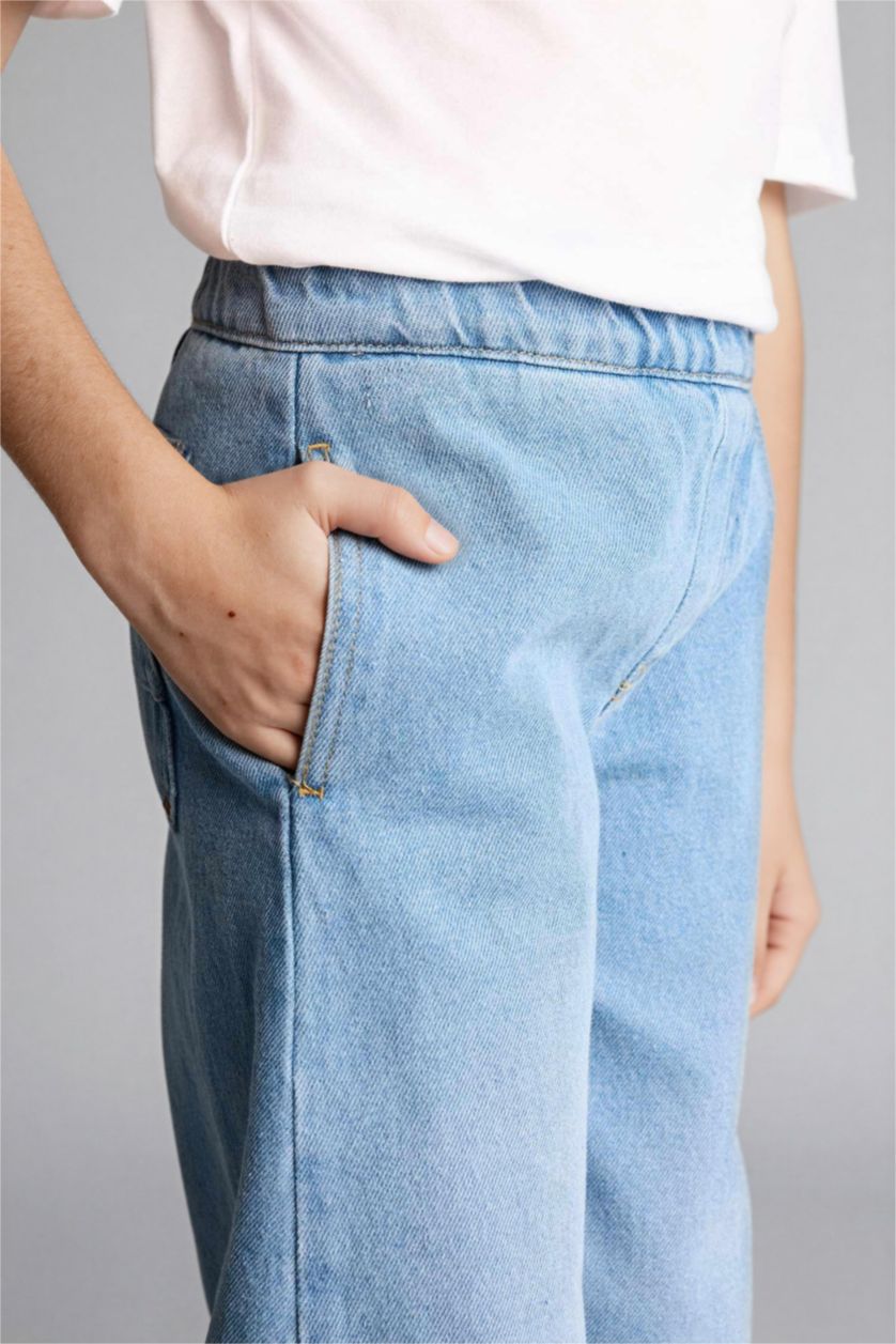 بنات أزرق بنطرون جينز بناتي بالون فيت