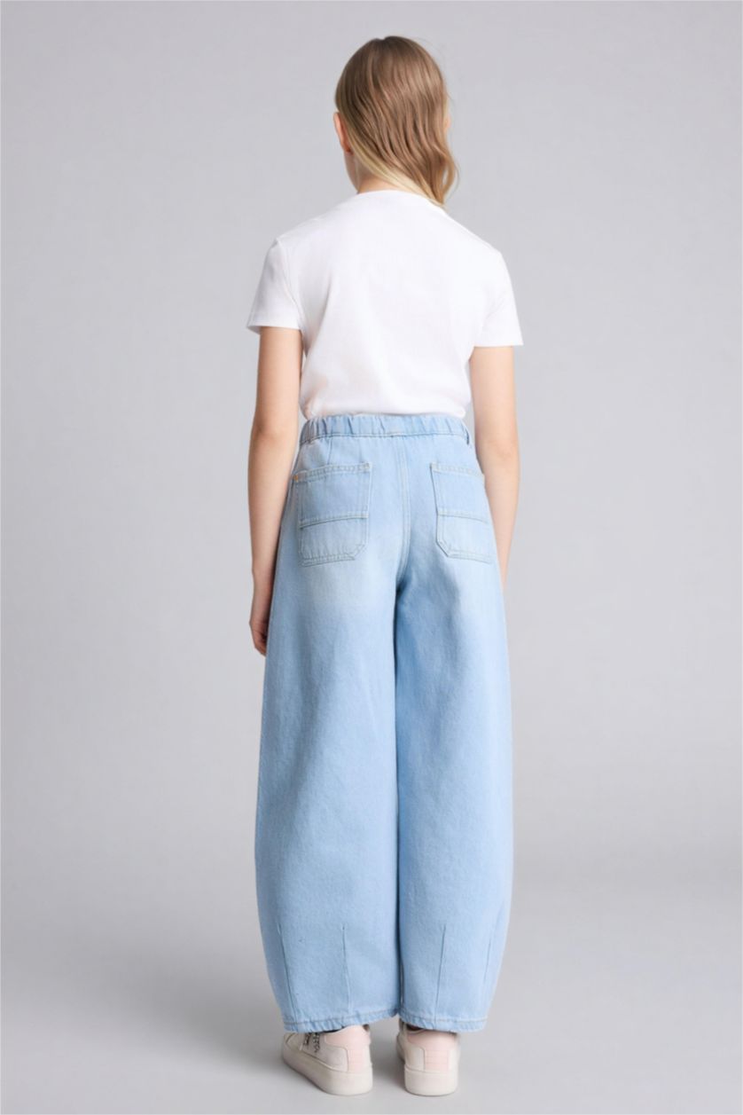 Kız Çocuk - Genç Kız Buz Mavi Balloon Fıt Jean Pantolon Kız Çocuk