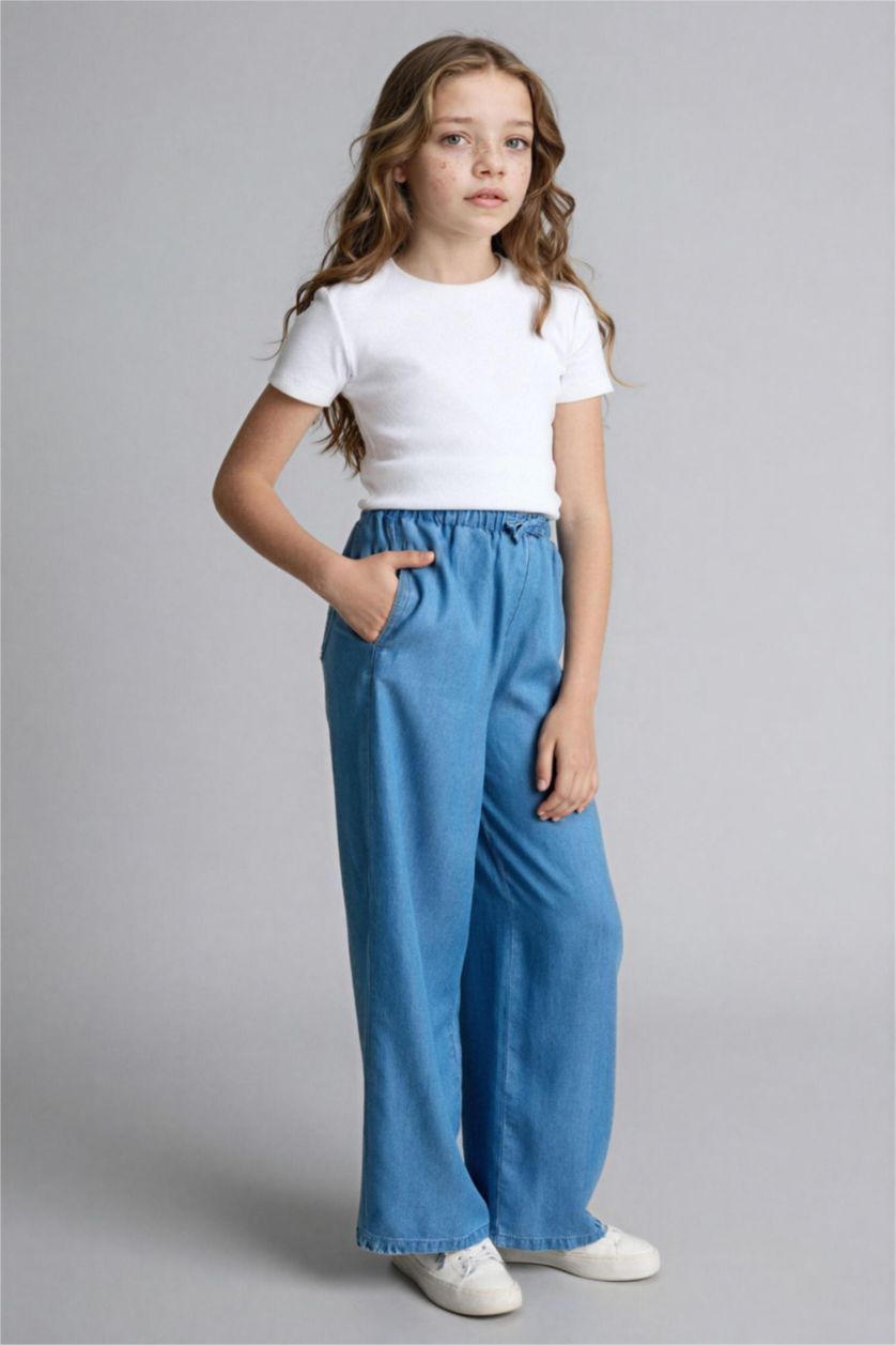 Kız Çocuk - Genç Kız Mavi Wıde Leg Jean Pantolon