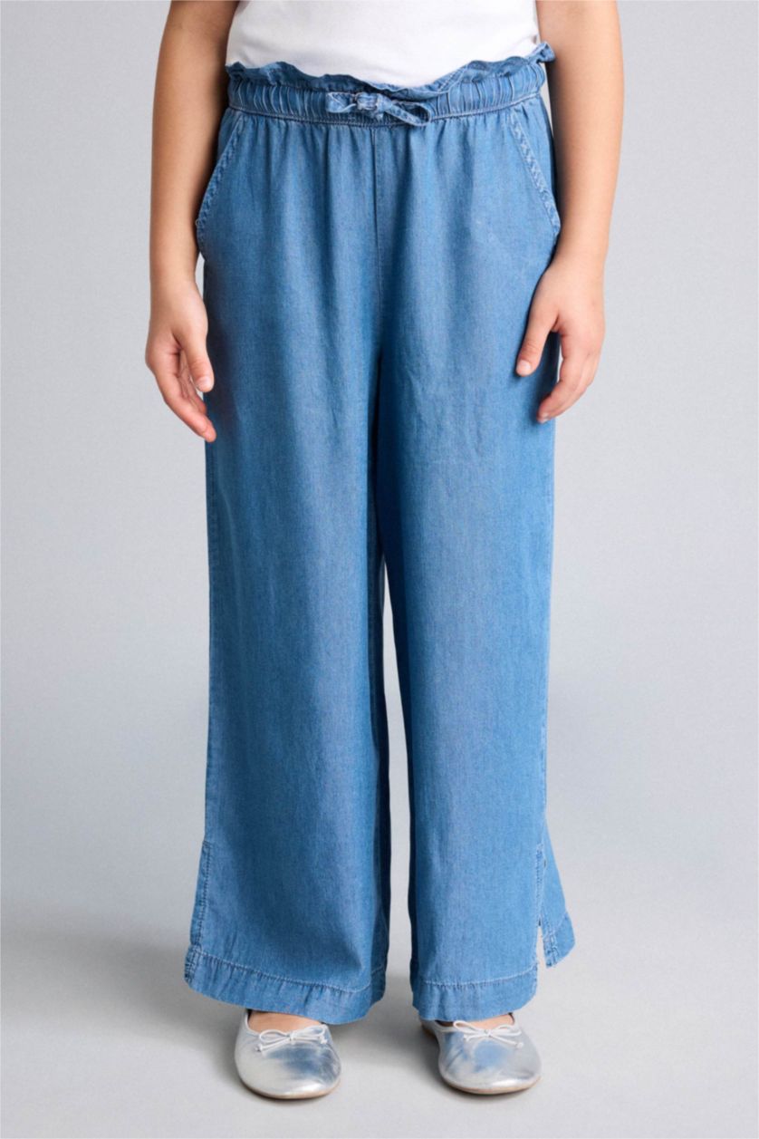 Kız Çocuk - Genç Kız Mavi Culotte Jean Pantolon Kız Çocuk