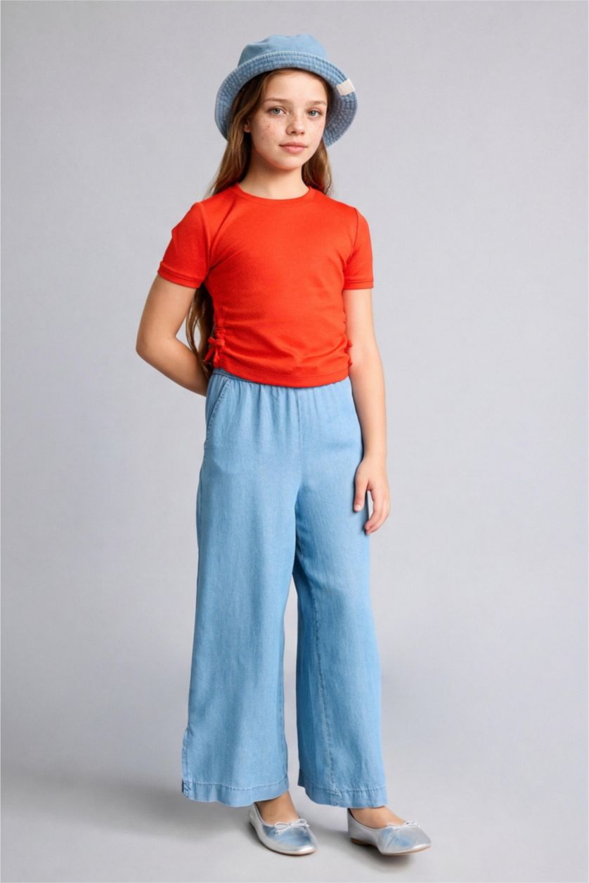 Қыздар Және Жасөспірімдер Ашық Көк Қыз балаларға арналған Culotte кең балақ ашық көк джинс шалбар