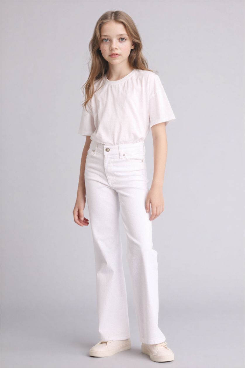 Girls & Teens White Flare Denim Trousers