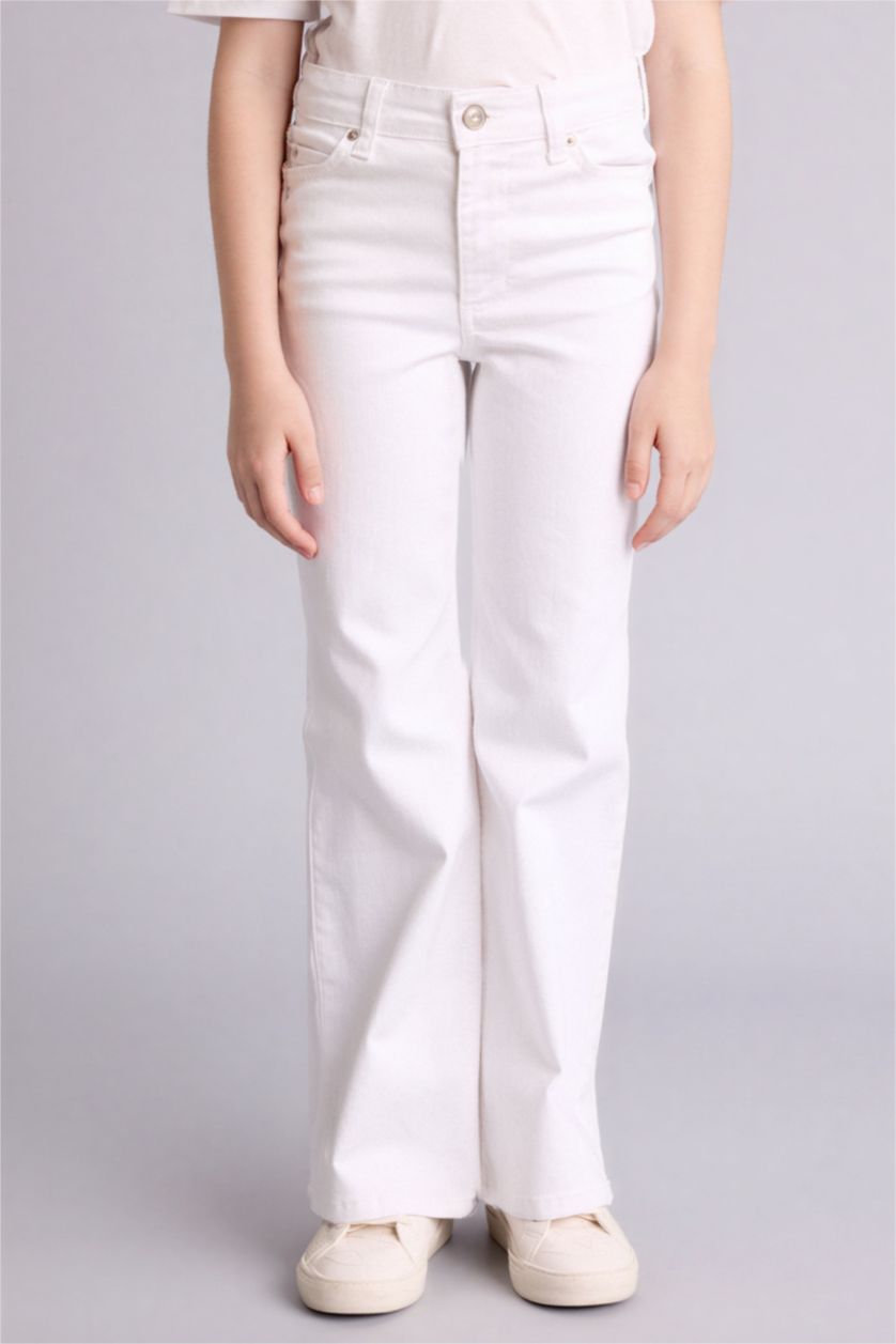 Girls & Teens White Flare Denim Trousers