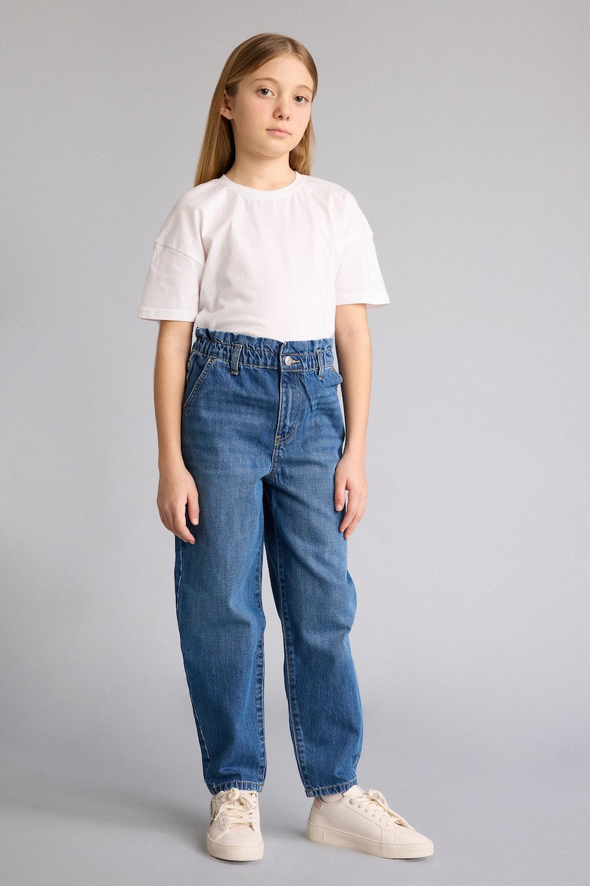 Girls & Teens Blue Girl Paperbag Jeans