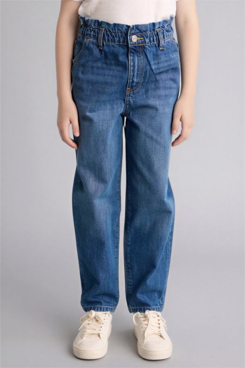 بنات أزرق بنطرون جينز بناتي بيبرباج وبرجل واسع