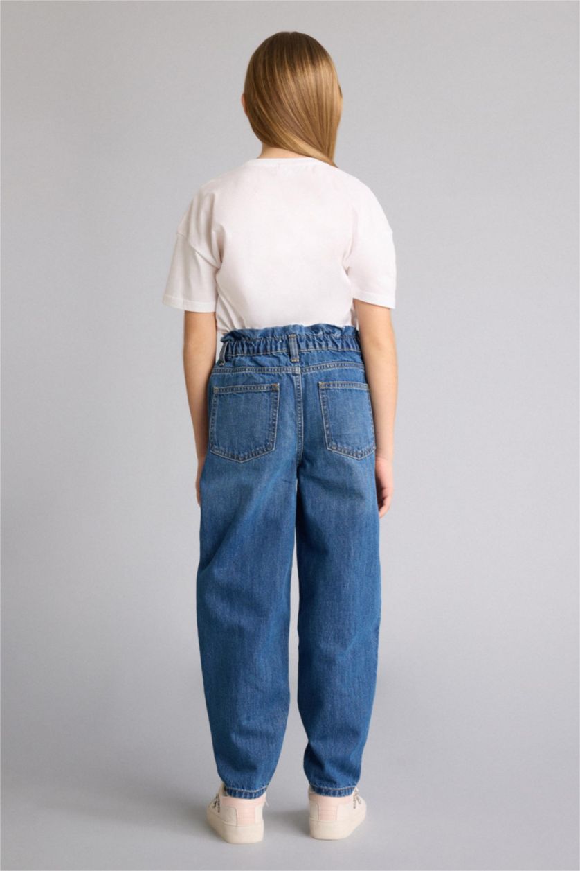 بنات أزرق بنطرون جينز بناتي بيبرباج وبرجل واسع