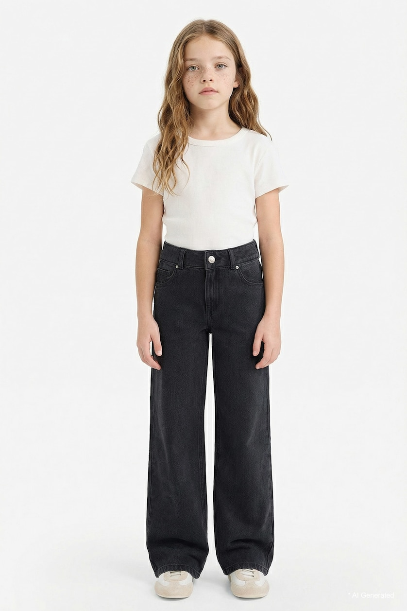 Girls & Teens Anthracite بنطرون بناتي وايد ليج برجل واسع