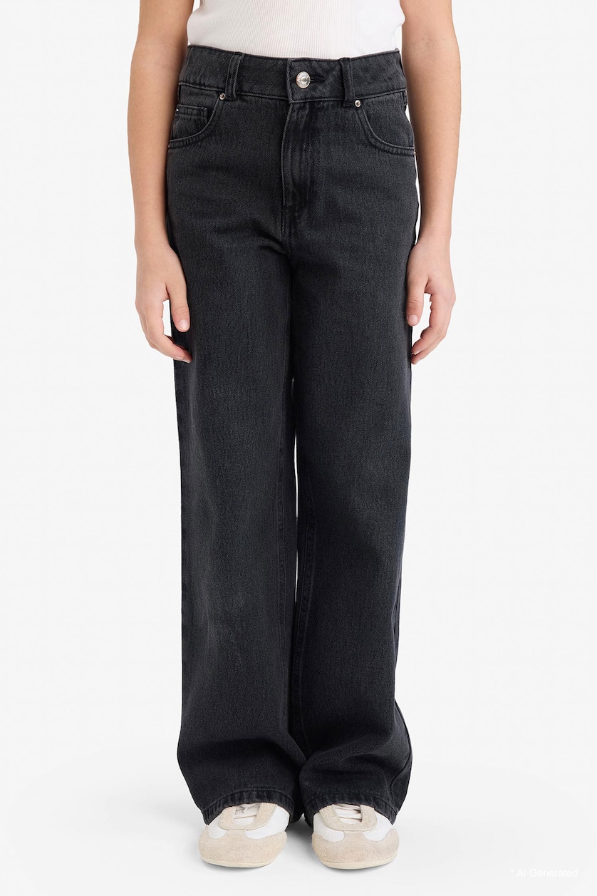 Girls & Teens Anthracite بنطرون بناتي وايد ليج برجل واسع