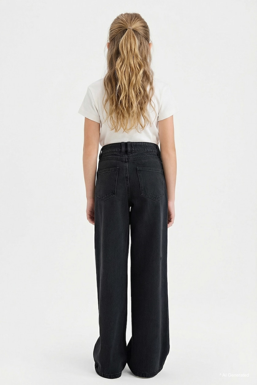 Girls & Teens Anthracite بنطرون بناتي وايد ليج برجل واسع