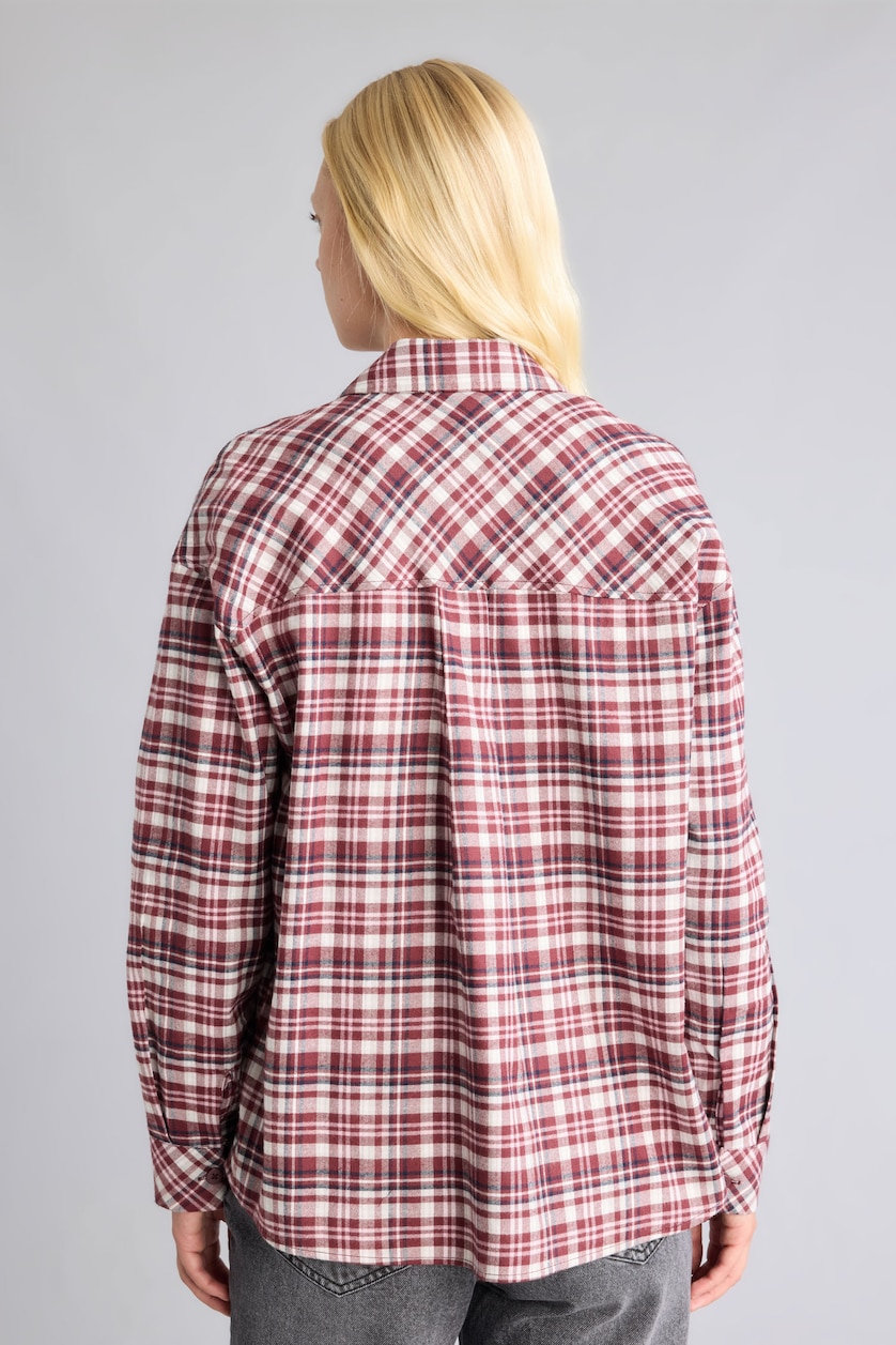 Women Bordeaux Flanel Long Sleeve Shirt