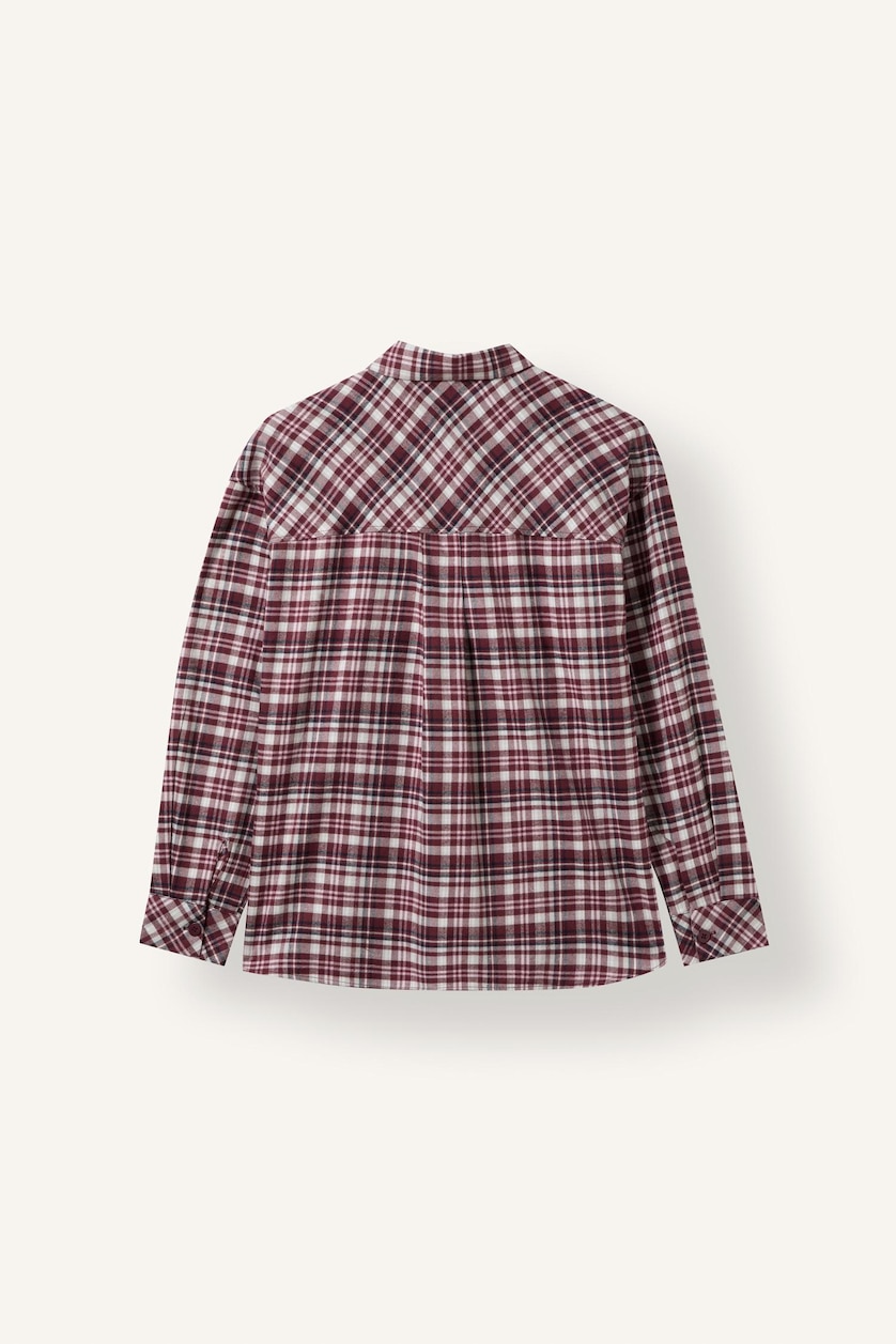 Women Bordeaux Flanel Long Sleeve Shirt