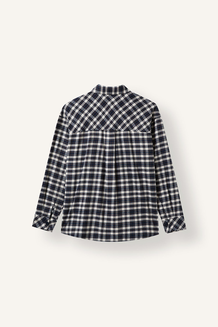Women NAVY Flanel Long Sleeve Shirt