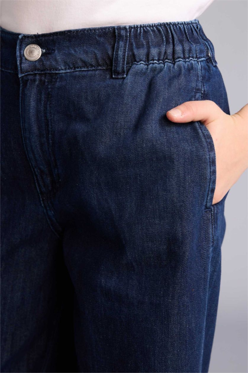 بنات كحلي بنطرون جينز بناتي قصة مريحة