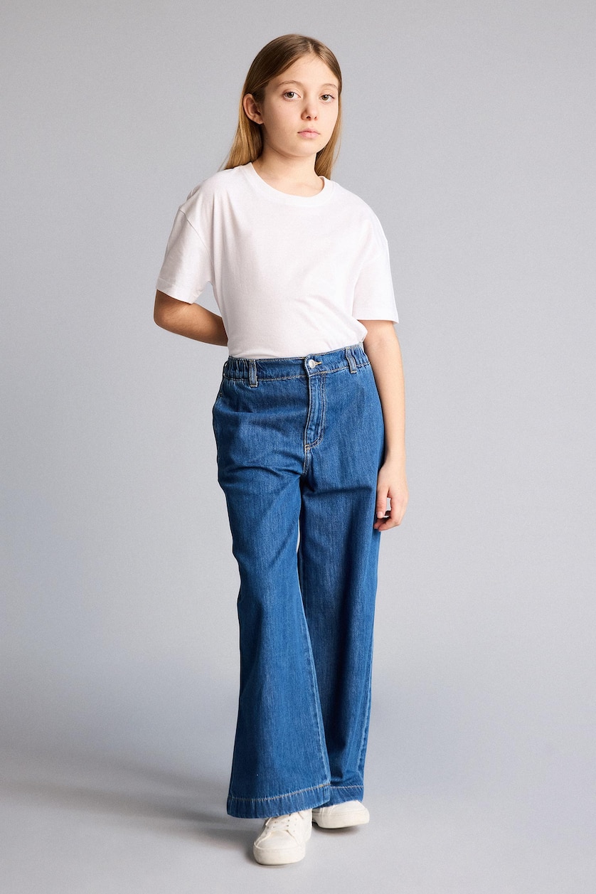 Girls & Teens Blue Girl Wide Leg Jeans