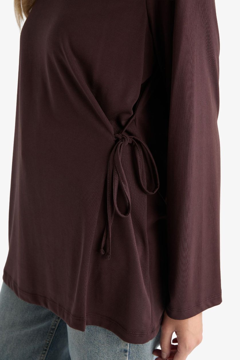 Woman Brown Regular Fit Modal Long Sleeve Tunic