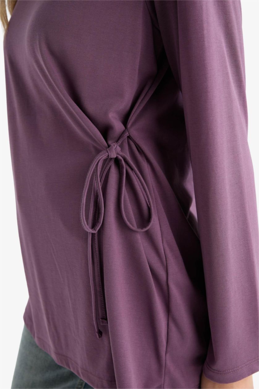 Woman Purple Regular Fit Modal Long Sleeve Tunic