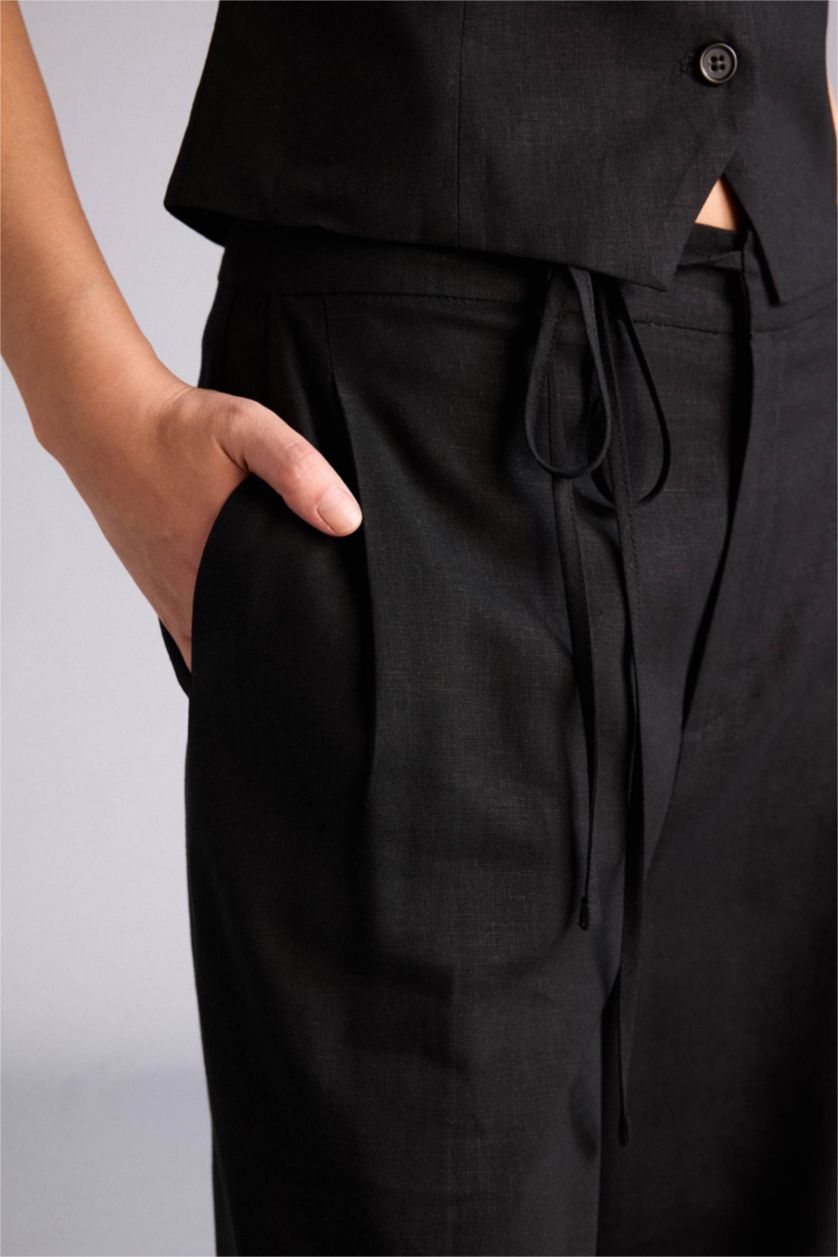 Әйелдерге қара кең аяқ зығыр қоспасы Шалбар