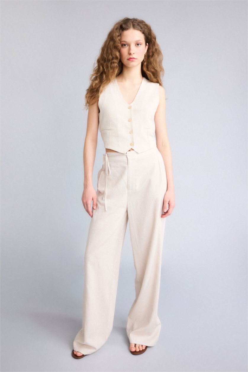 Әйелдерге экру кең аяқ зығыр қоспасы Шалбар