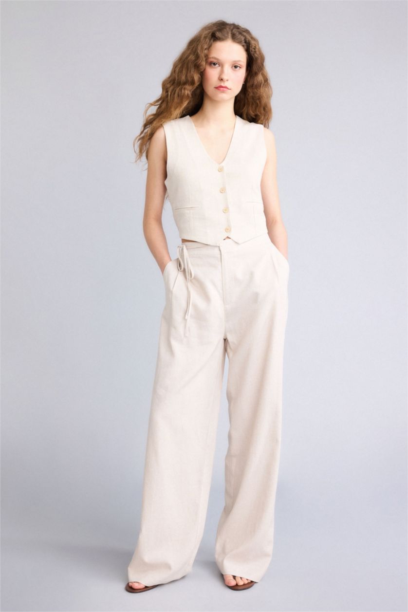 Әйелдерге экру кең аяқ зығыр қоспасы Шалбар