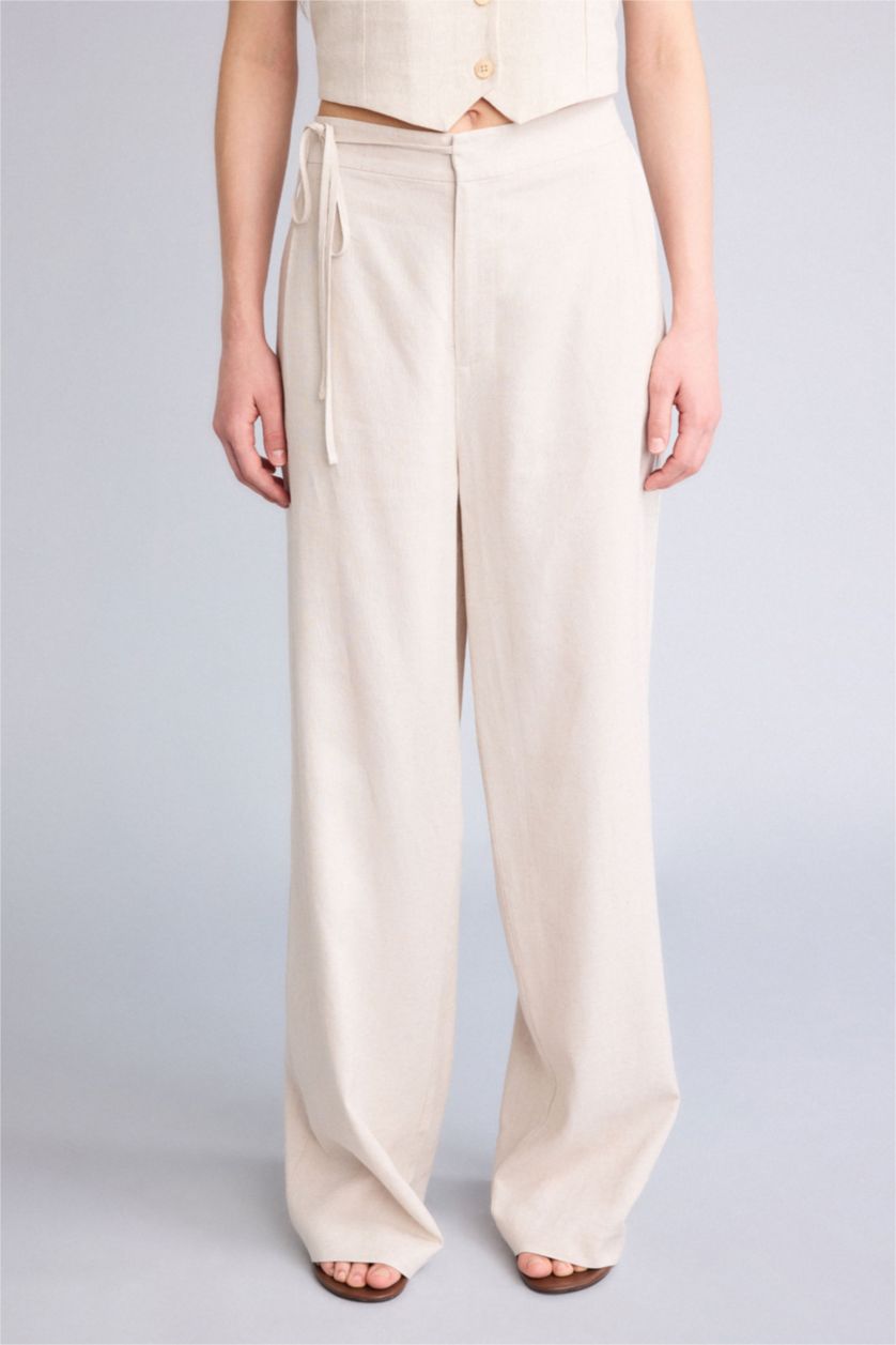 Әйелдерге экру кең аяқ зығыр қоспасы Шалбар