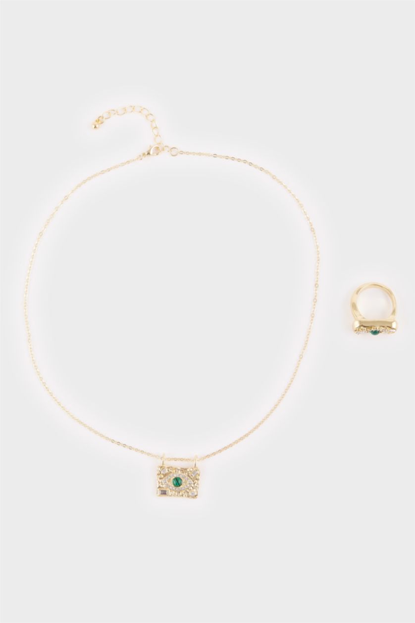 Kadın Karma Kadın Gold Kolye-Yüzük Set