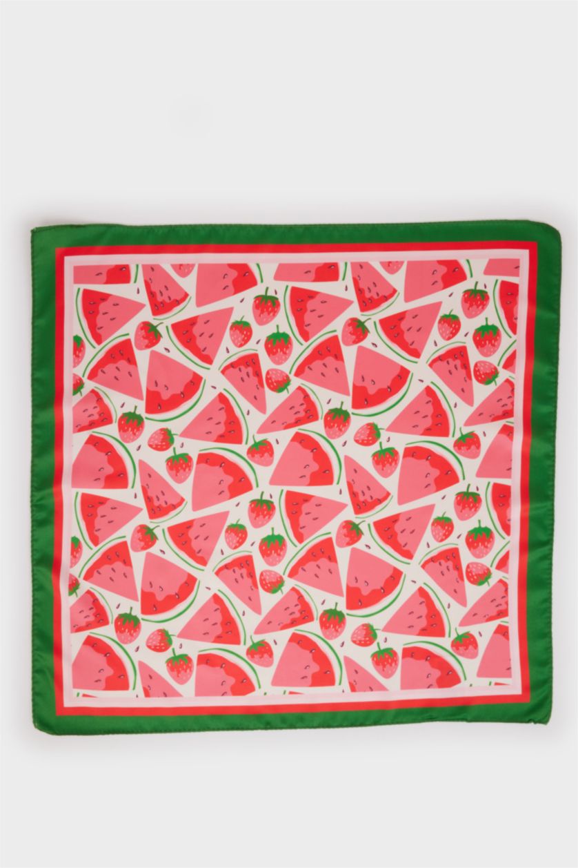 Kız Çocuk - Genç Kız Kırmızı Desenli Saten Fular Kız Çocuk