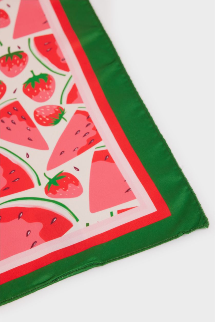 Kız Çocuk - Genç Kız Kırmızı Desenli Saten Fular Kız Çocuk